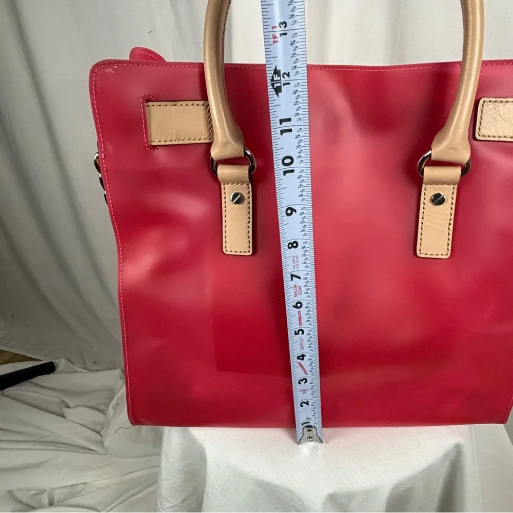 Michael Kors Candy Red PVC Tote Handbag 13” x‎ 12” - 10” Shoulder Strap